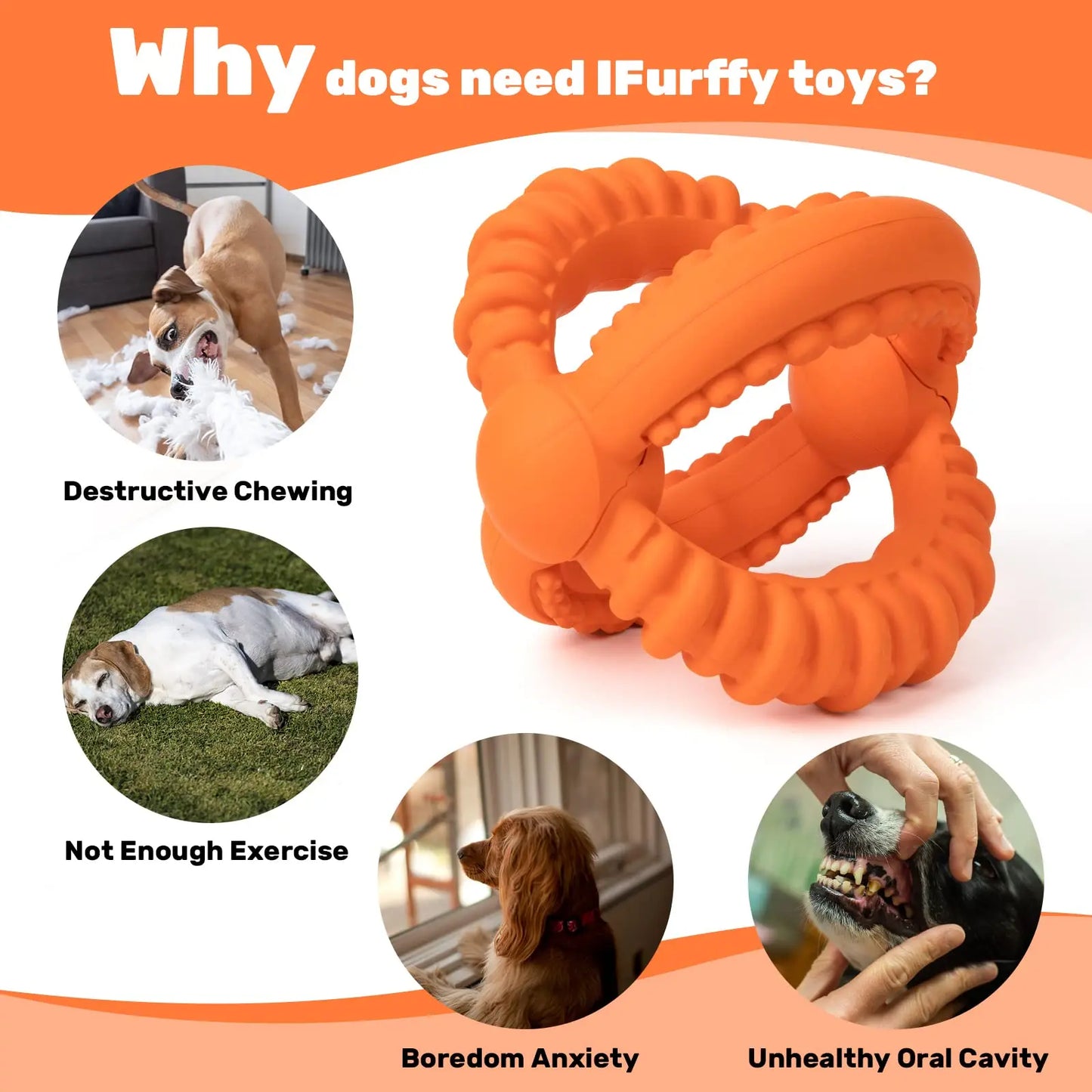 Interactive Detachable Dog Tug Toy with Natural Rubber Rings