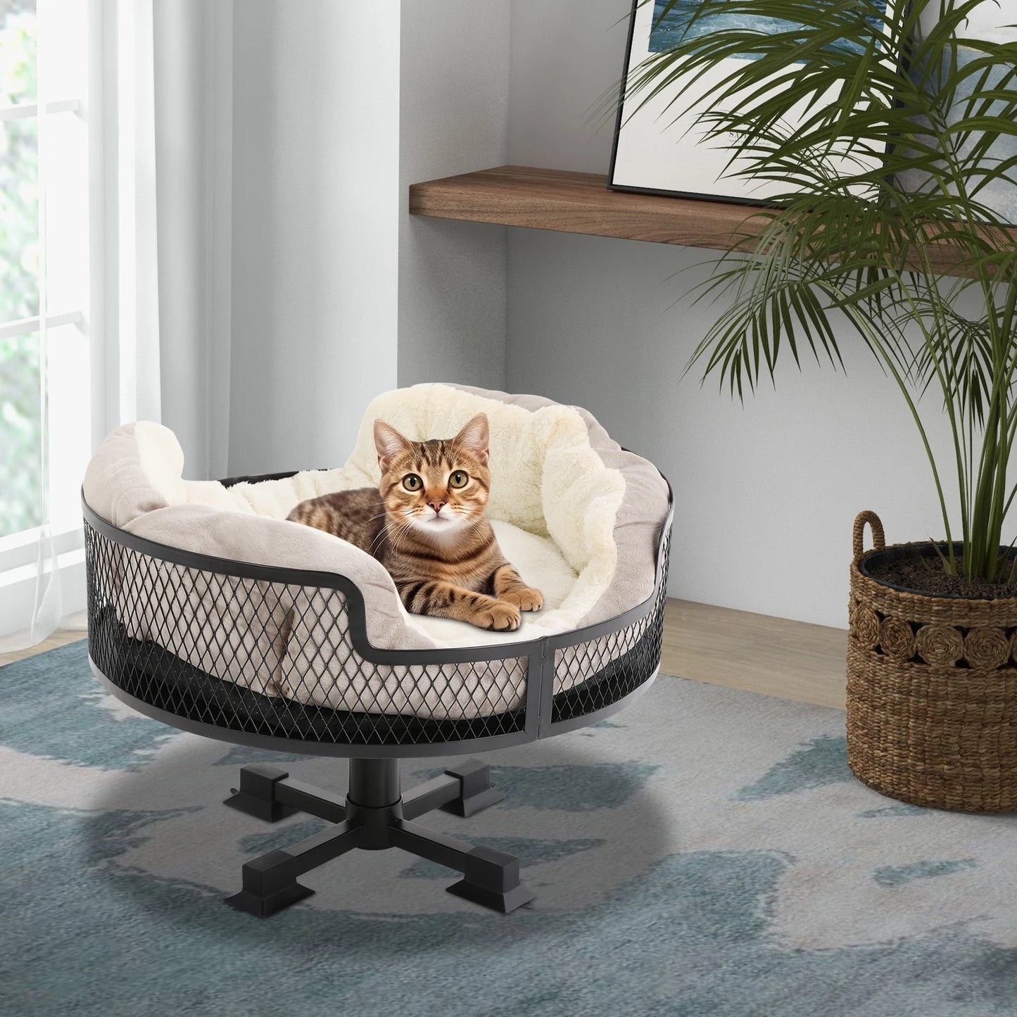 Portable Stainless Steel Elevated Cat Desk Bed for Small Cats and Dogs