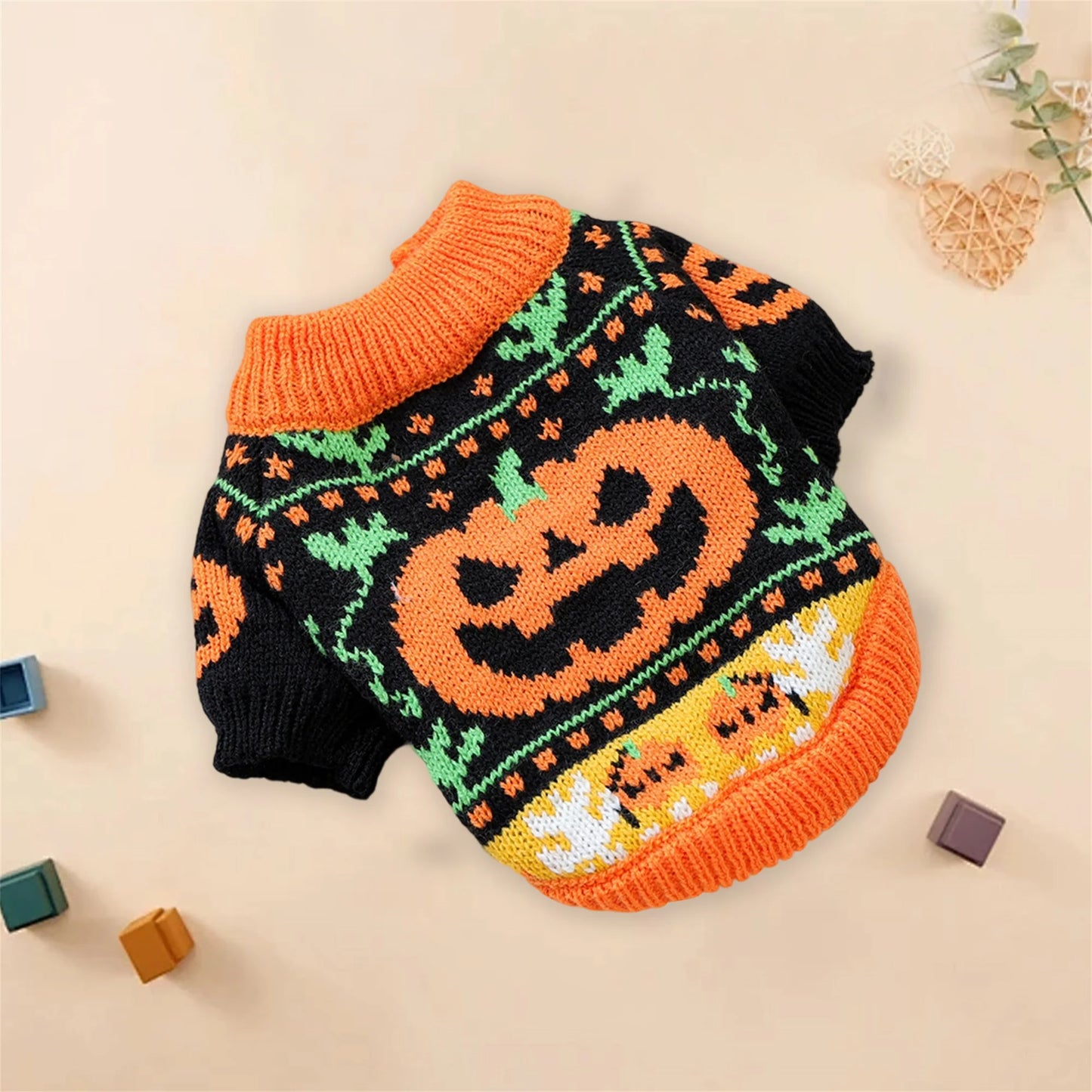 Halloween Ghost Costume for Dogs and Cats by NoEnName Knitted Pumpkin Sweater Outfit