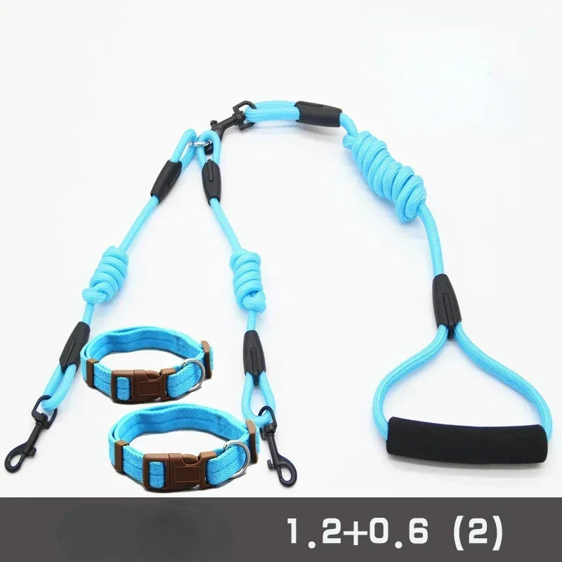 Double Dog Leash Coupler for Small Dogs Nylon Black Two Way Lead