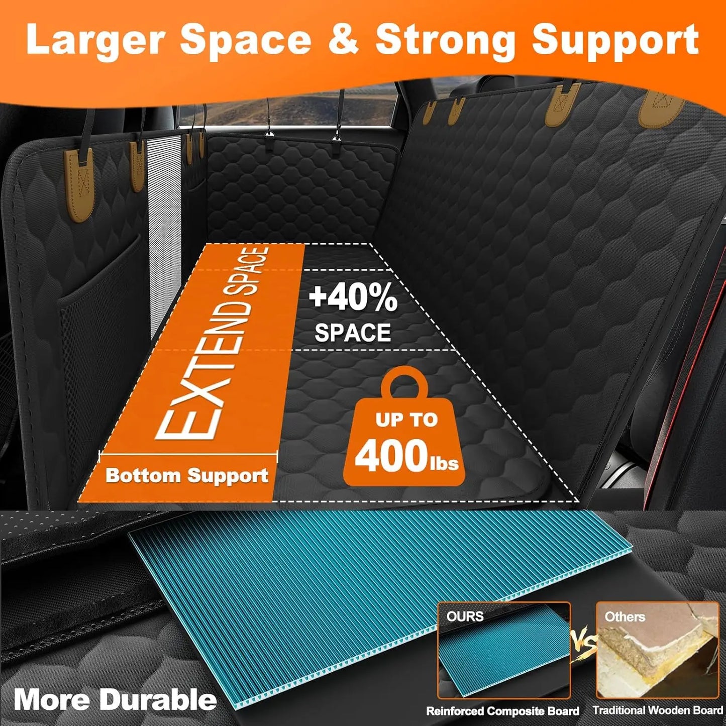 Waterproof Foldable Dog Car Seat Hammock with Back Seat Protector