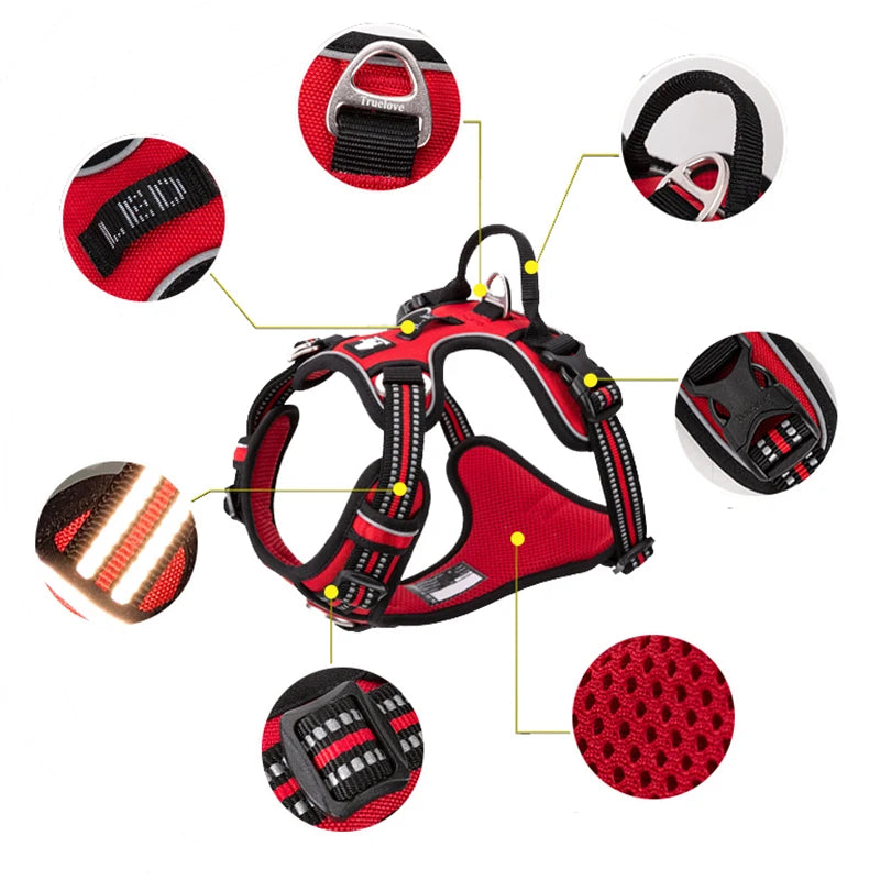 Winhyepet Training Dog Vest Reflective Light Nylon Padding Service Harness Protective Clothes for Small Medium Large Dogs