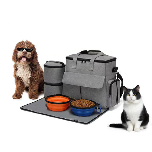 Twister.CK Dog Travel Backpack With Food Bags And Bowls