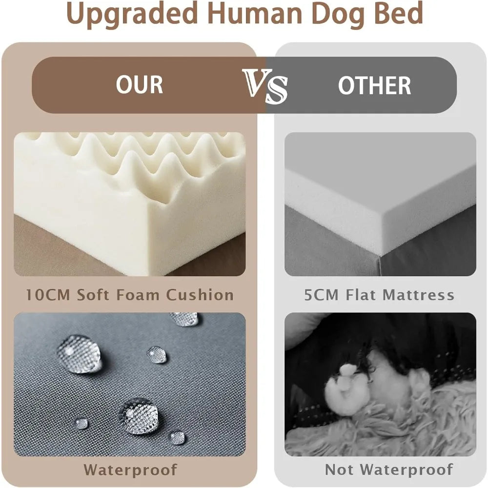 XMSJ Memory Foam Dog Bed With Plush Pillow And Blanket