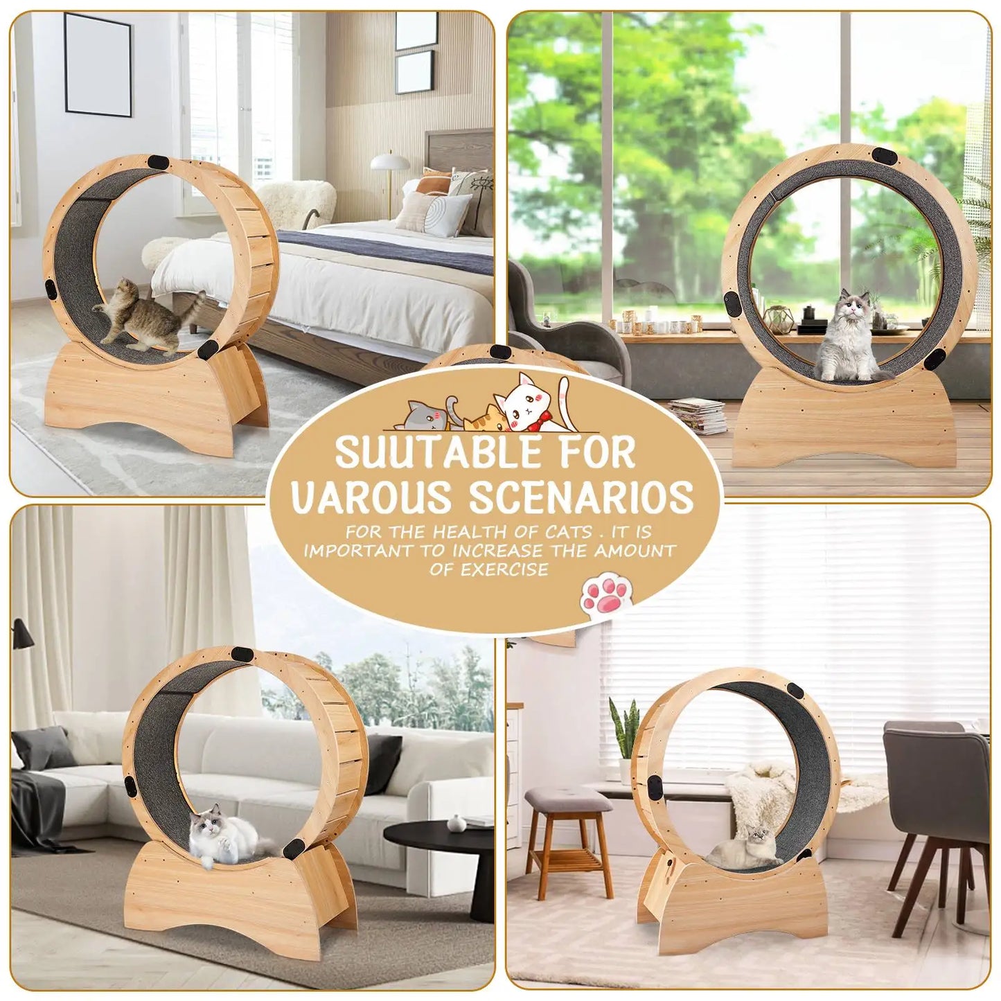 Wooden Cat Treadmill Exercise Roller for Fitness and Fun