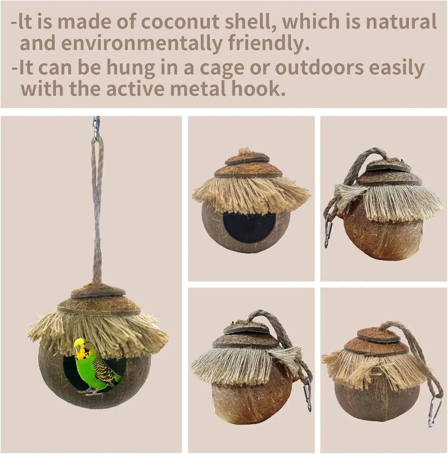 Coconut Fiber Hanging Bird Cage Parrot House