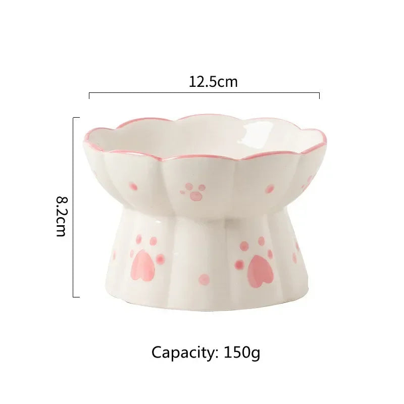 Ceramic Elevated Pet Food Bowl Set for Cats and Dogs Drinking and Eating Accessories