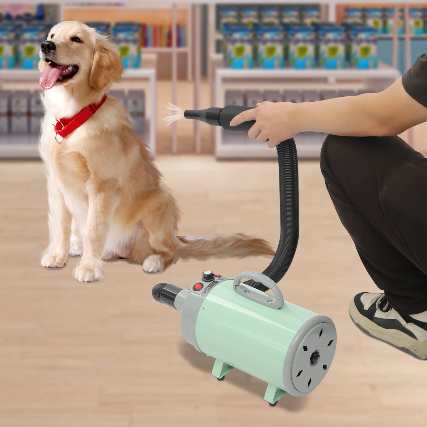 2200W Pet Hair Dryer with 4 Nozzles and Adjustable Wind Speed