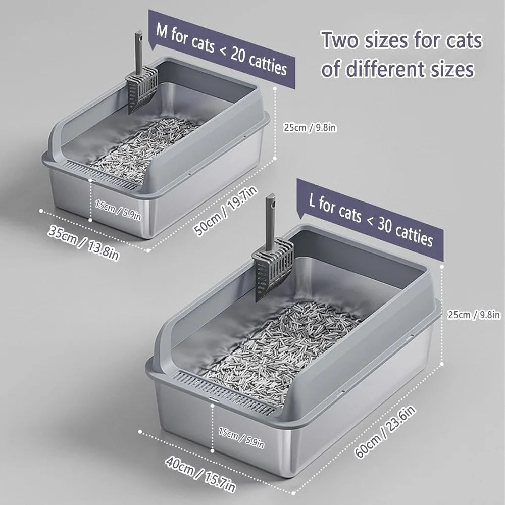 Stainless Steel Cat Litter Box with Lid and Anti-Leakage Enclosure Non-Stick by NoEnName