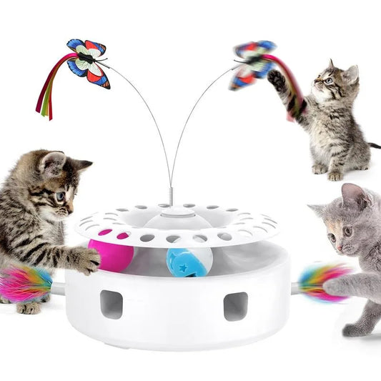 3in1 Automatic Interactive Kitten Toy with Fluttering Butterfly