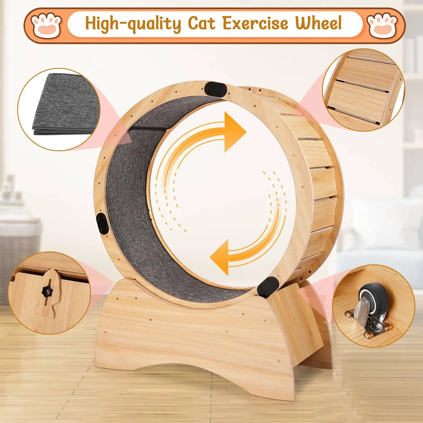 Wooden Cat Treadmill Exercise Roller for Fitness and Fun