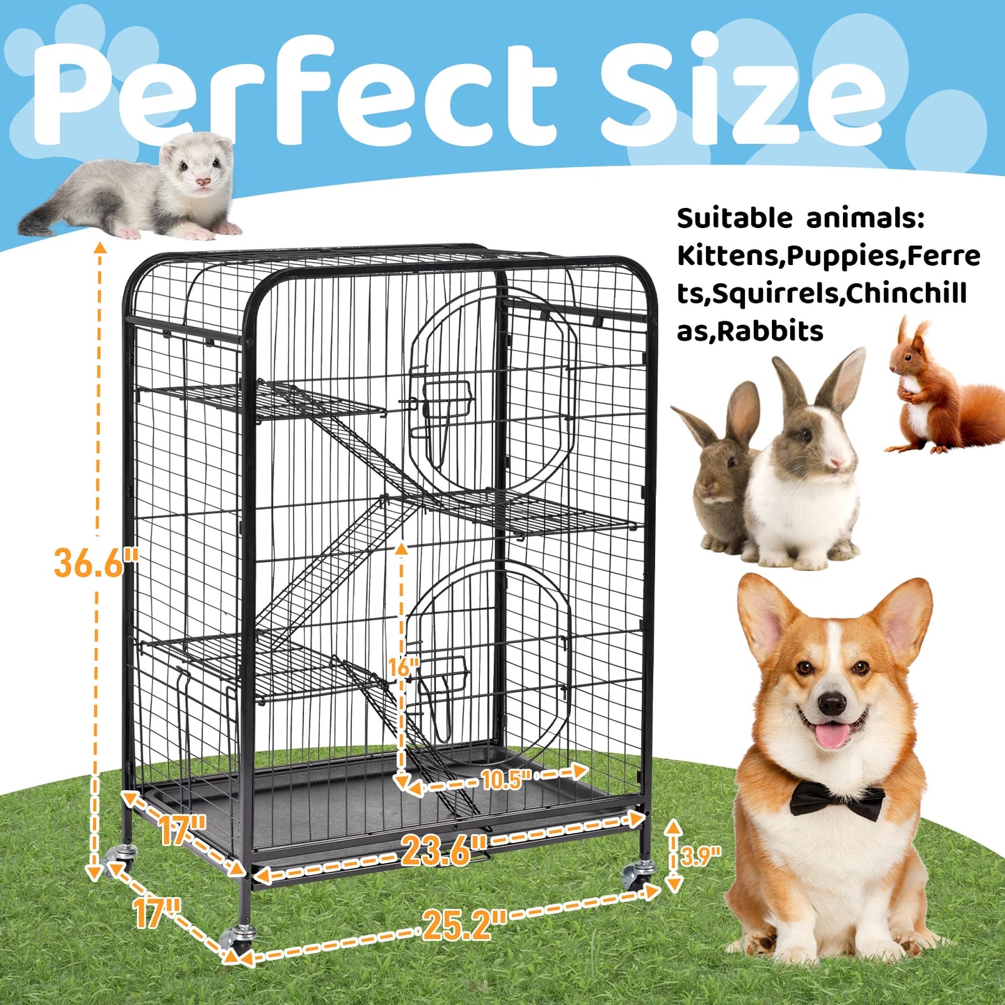 Ferret Chinchilla Cage With Ramps And Wheels