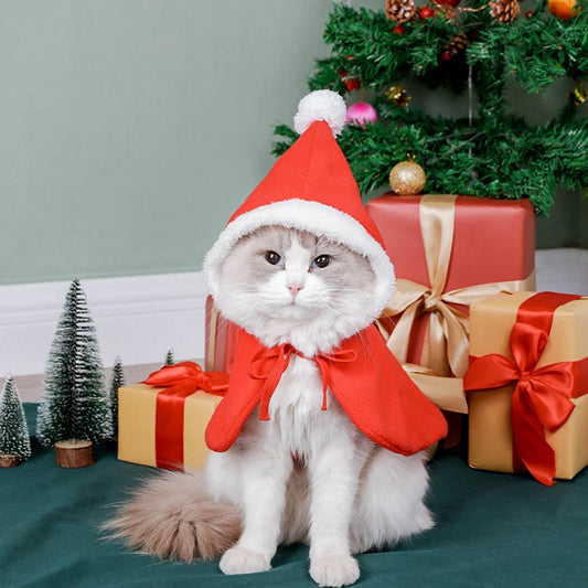 Pet Cat Dog Cape Change Into Santa Cape Deer Red Riding Hood Warm Plush Kawaii Comfortable Windproof Costume