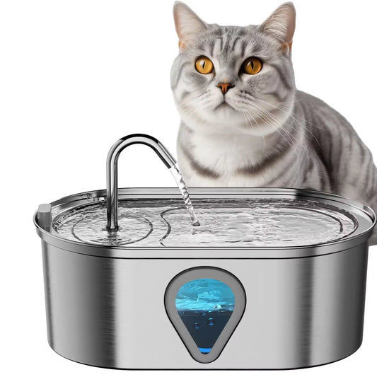 Automatic Stainless Steel Cat Water Fountain 3.5L With LED Light