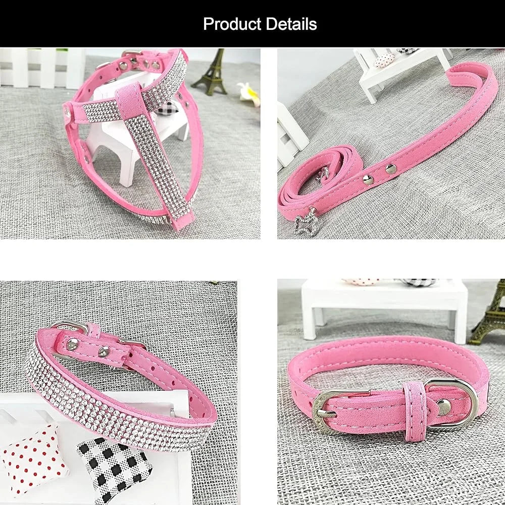 Comfortable Soft Dog Collar and Harness Set for Small Pets