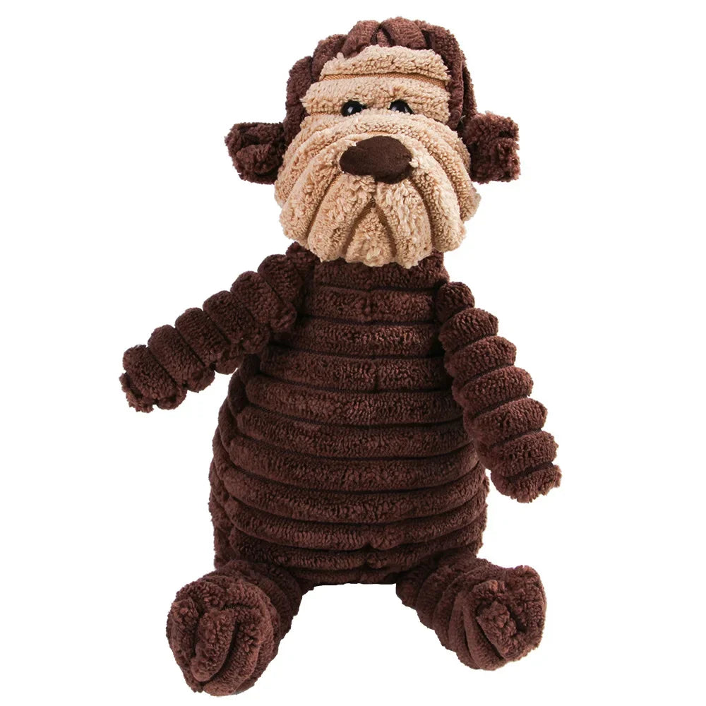 Corduroy Monkey Pig Plush Dog Toy for Molar Training and Fun