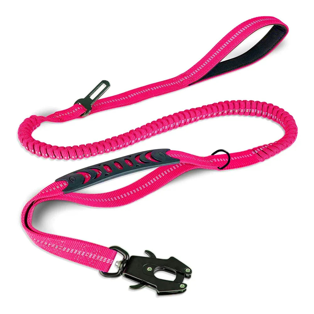 Reflective Shock Absorbing Heavy Duty Tactical Bungee Dog Leash with Car Seatbelt