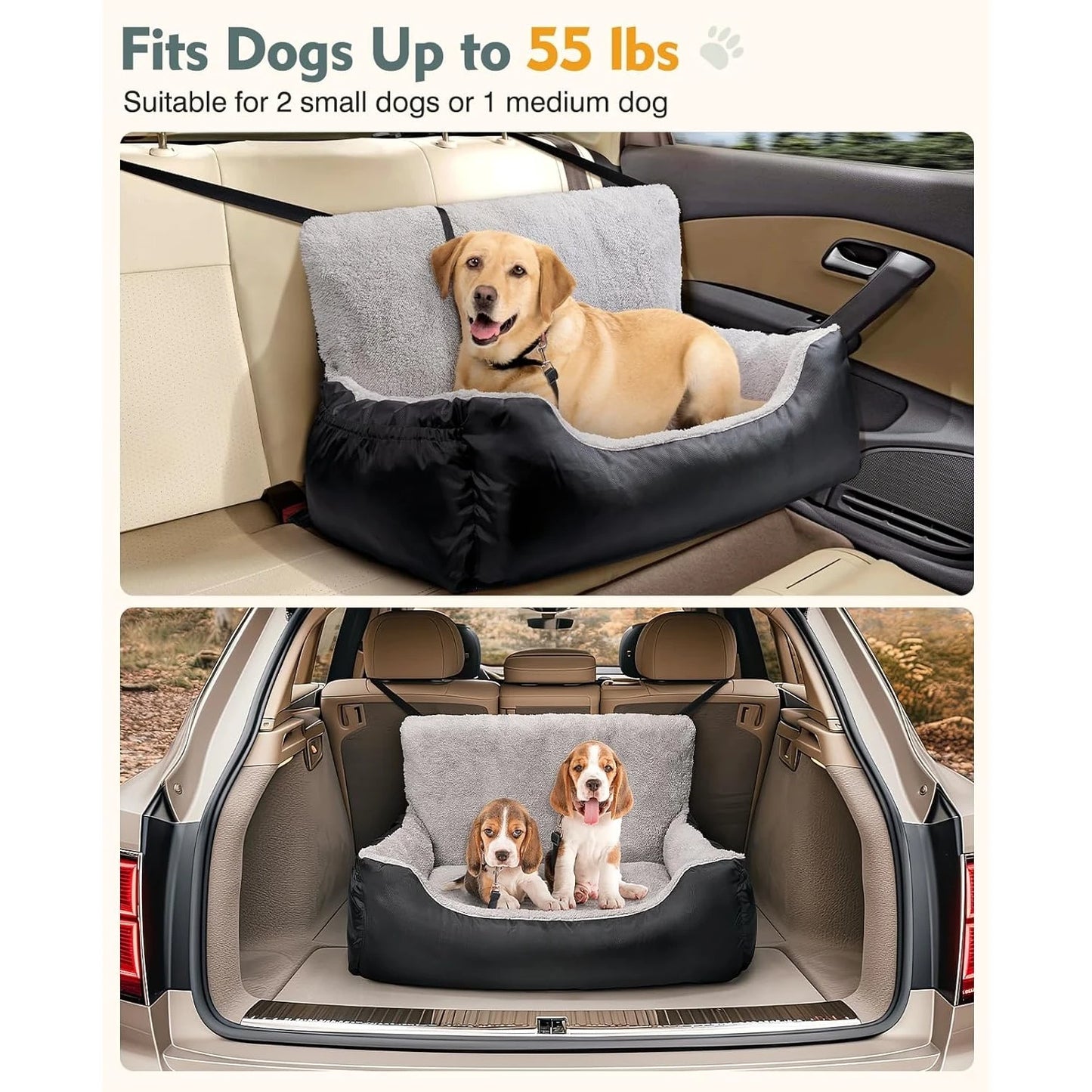 Dog Car Seat for Small Dogs by NoEnName Fully Detachable and Washable Pet Booster Seat