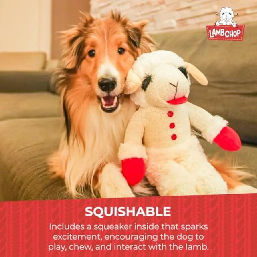 Lamb Chop Plush Dog Toy Extra Soft Squeaky Jumbo Cuddly Fun