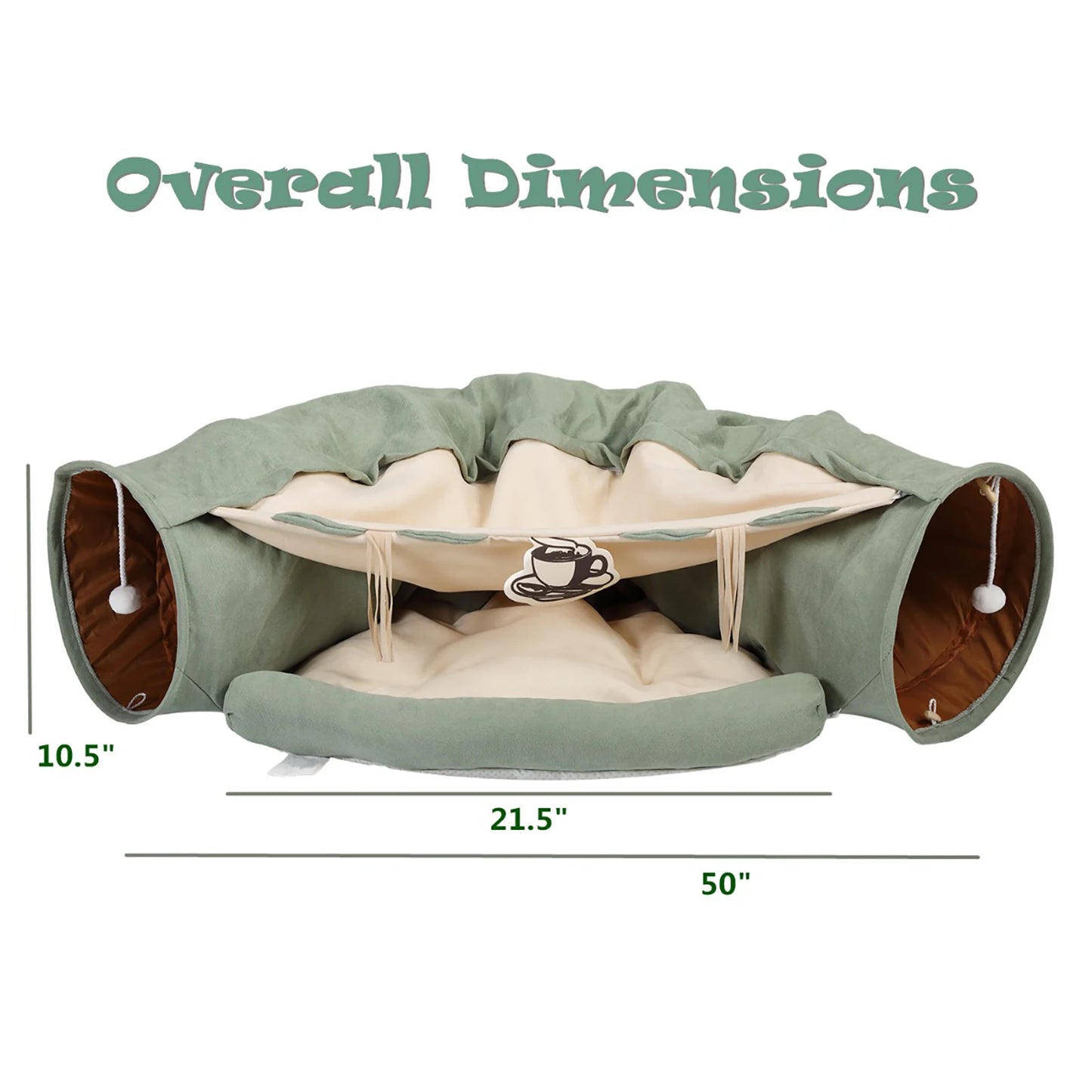 Cat Telescopic Tunnel Cushioned Bed Pet Nest with Teasing Balls and Zipper Connection Feline Supplies
