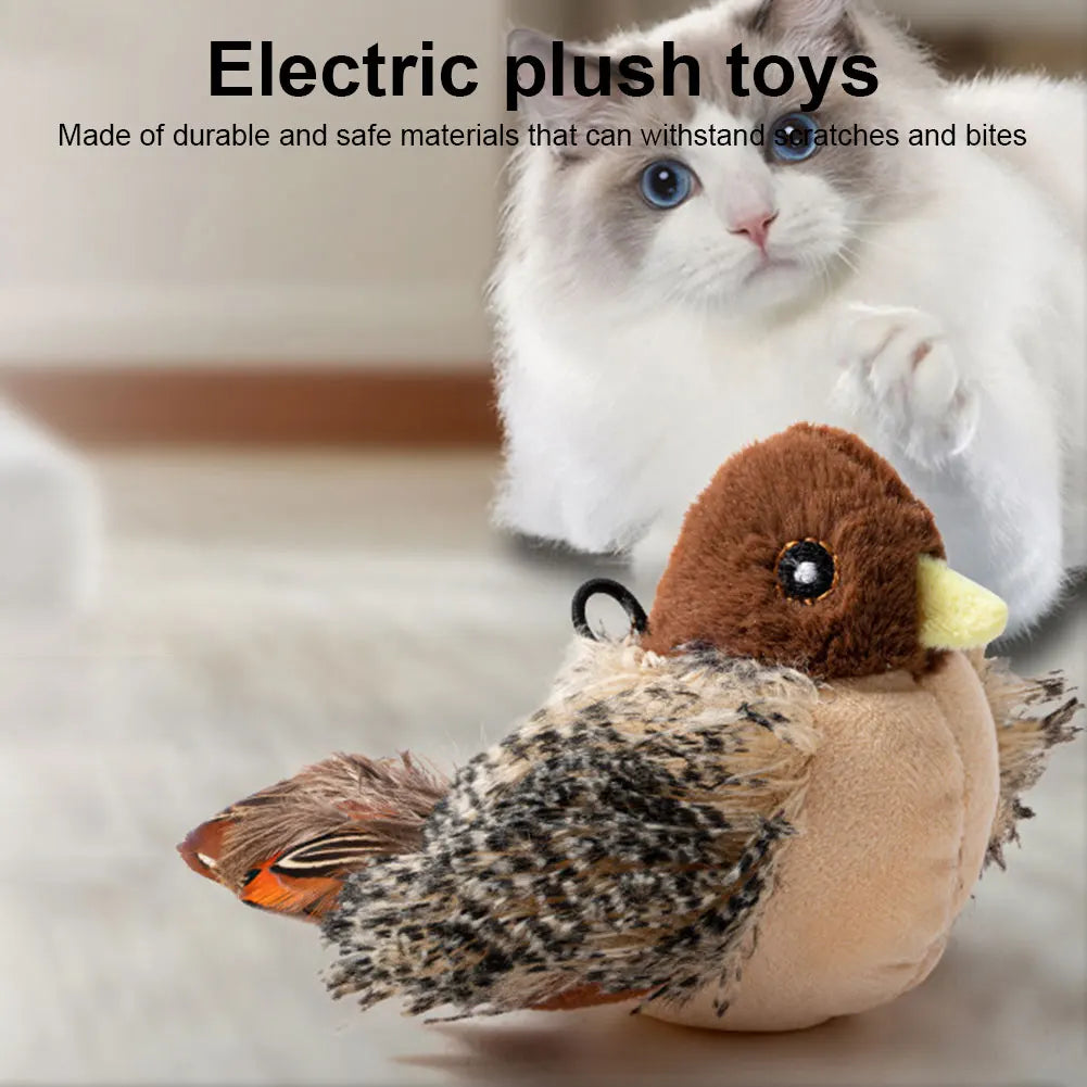 Interactive Flapping Bird Cat Toy Electric Plush Squeaky Fun