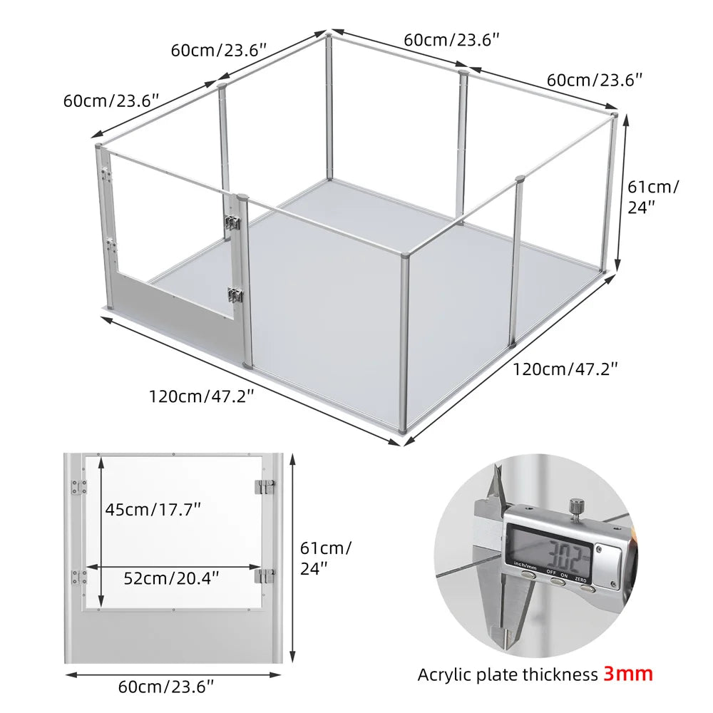 BORWARTH Acrylic Dog Playpen Enclosure For Pets Pad