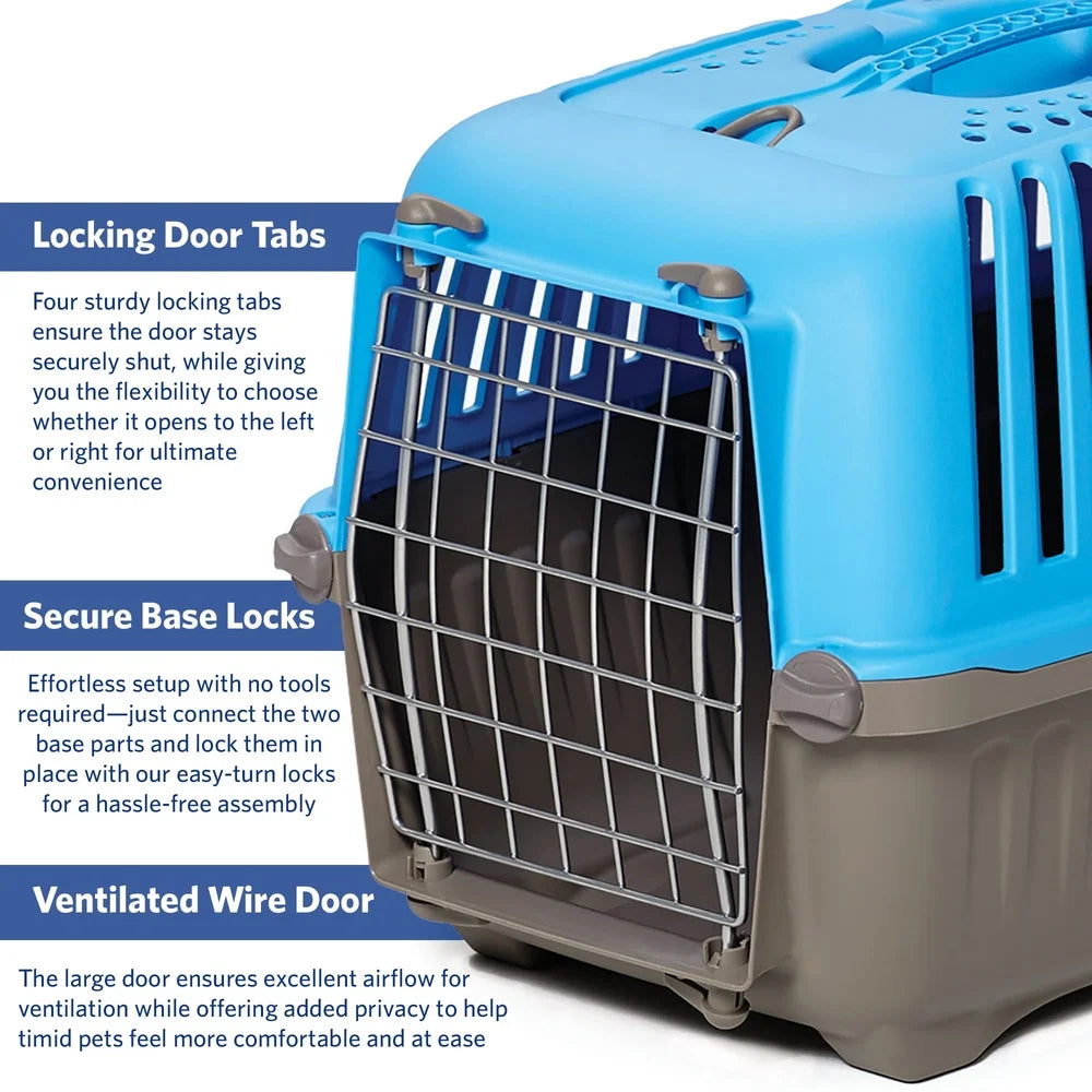 XMSJ Portable 22 Inch Pet Carrier for Small Dogs and Cats with Steel Door Easy Assembly