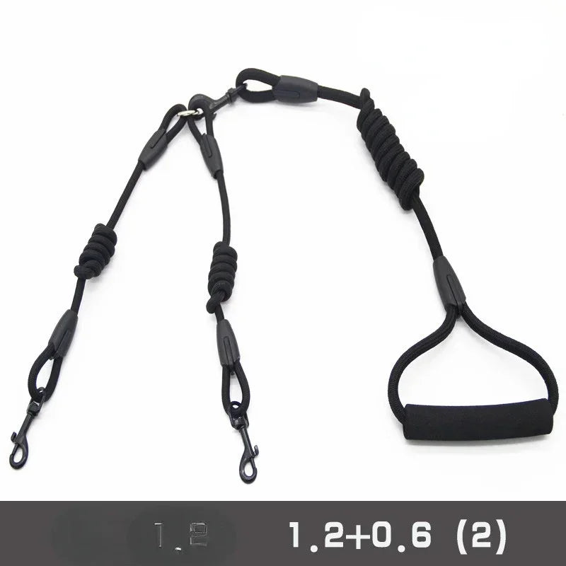 Double Dog Leash Coupler for Small Dogs Nylon Black Two Way Lead