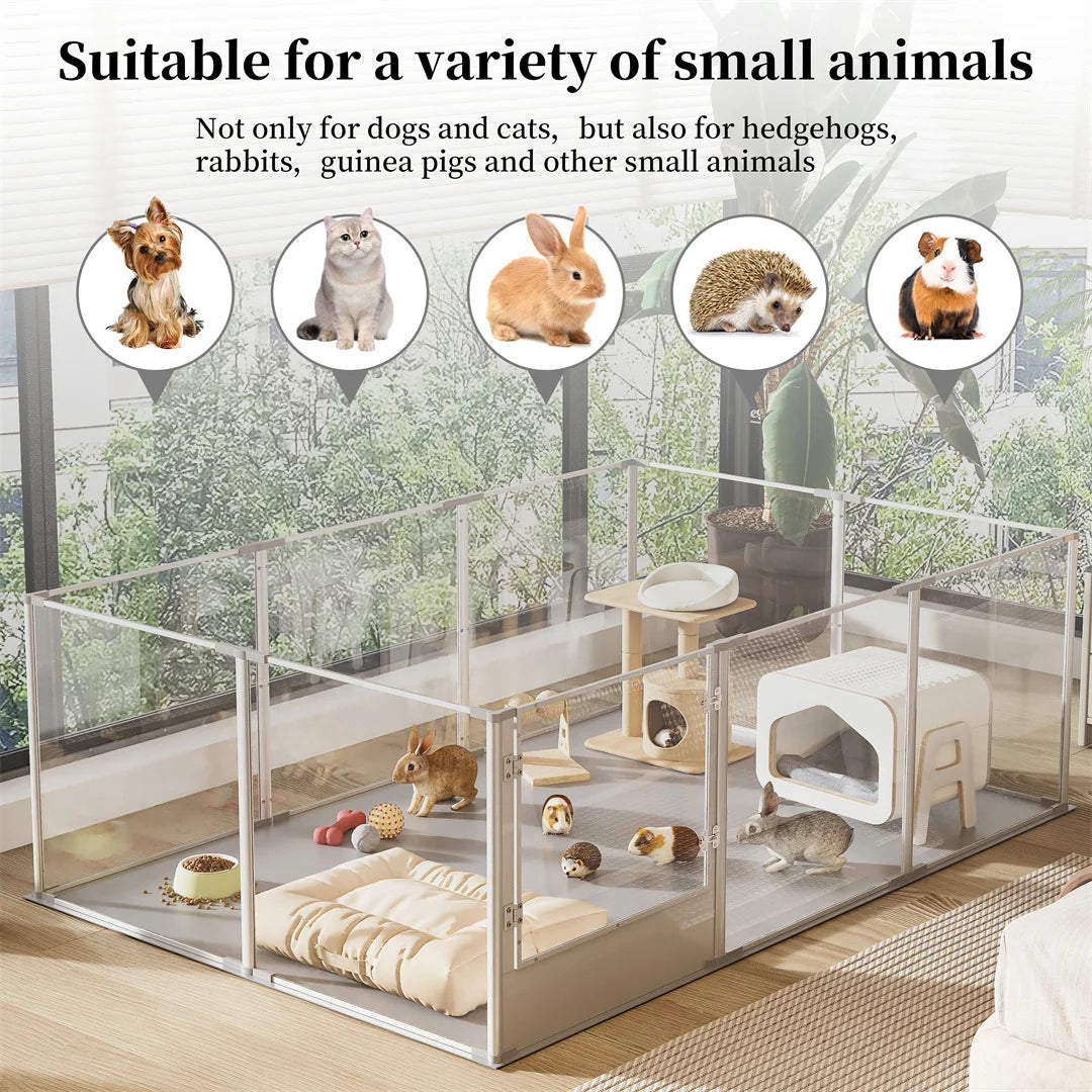 180cm Whelping Playpen Clear Acrylic Dog Playpen Exercise Fence with Waterproof Fertility Pad