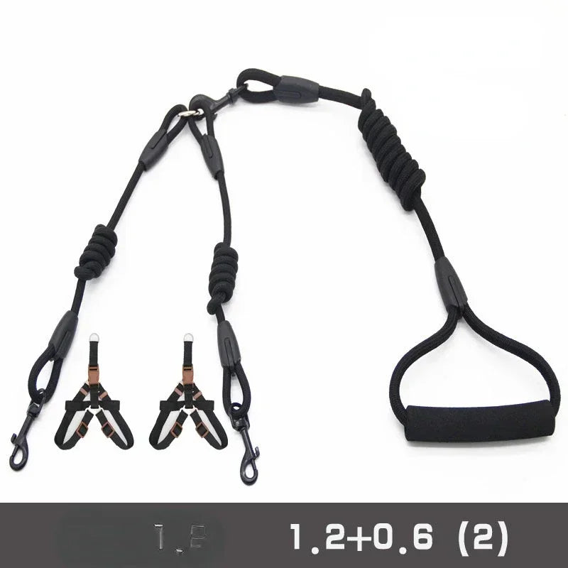 Double Dog Leash Coupler for Small Dogs Nylon Black Two Way Lead
