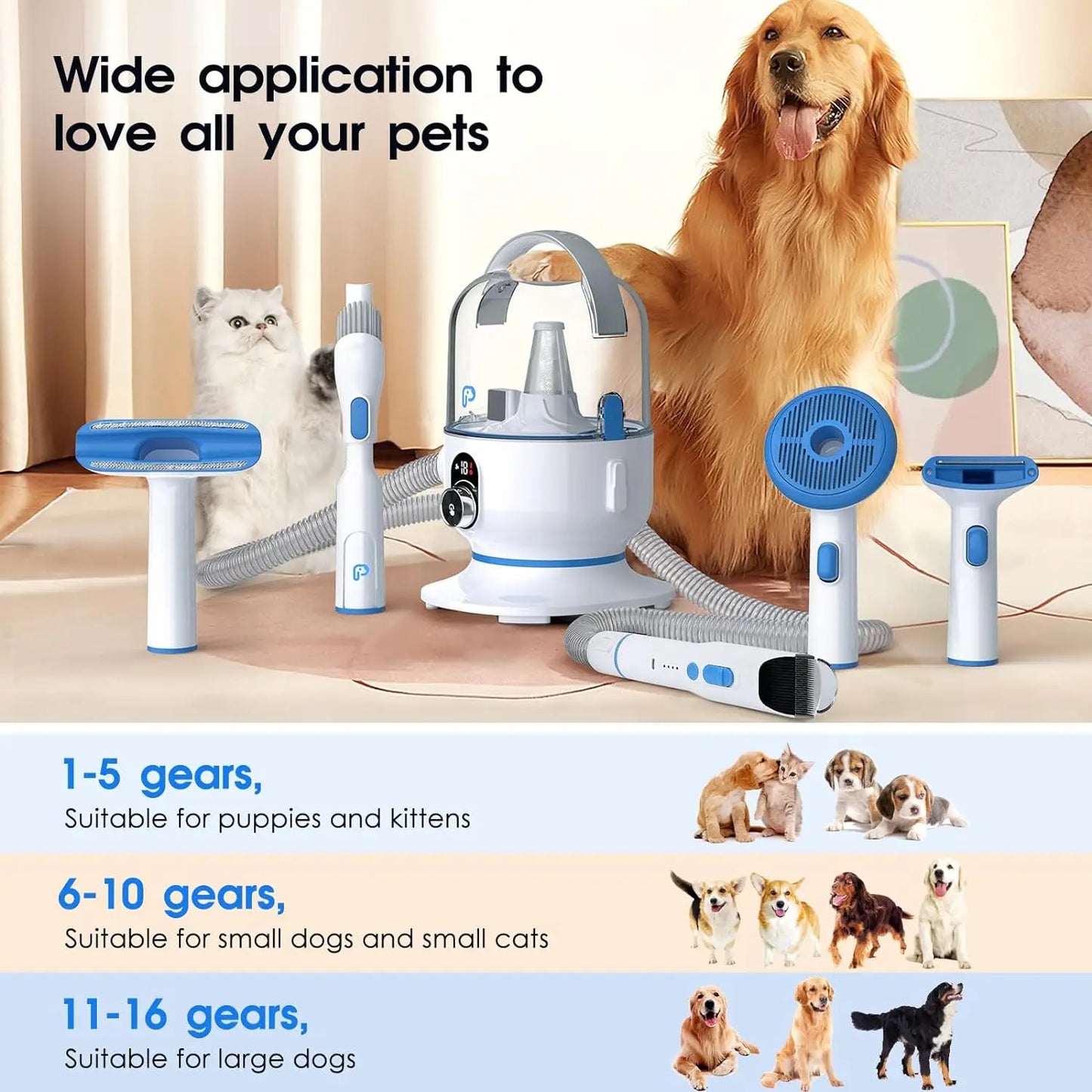 Professional Dog Grooming Kit with Powerful Vacuum Suction
