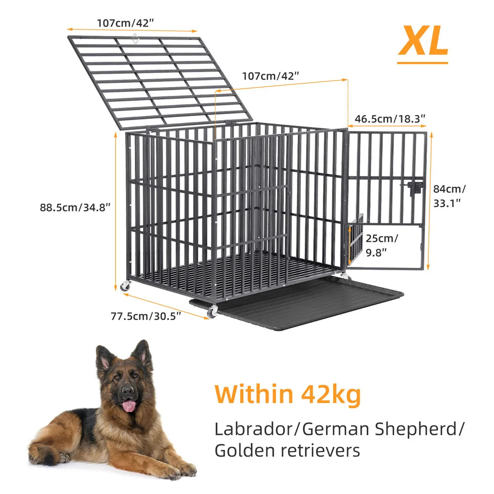 Borwarth Heavy Duty Dog Crate Playpen With Locking Wheels