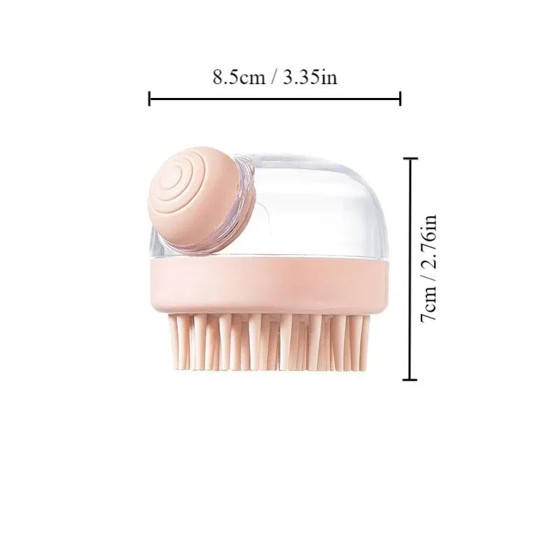 Dog Shower Brush Grooming Massage Bath Cleaning Brush with Shampoo Dispenser for Pets