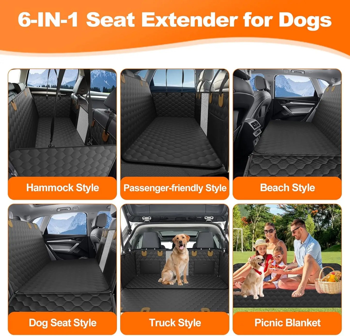 Wedyvko Waterproof Dog Car Seat Cover Hammock Back Seat