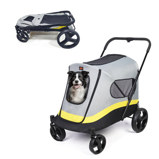 Foldable Dog Stroller with 4 Heavy Wheels Portable Universal Pet Travel Stroller