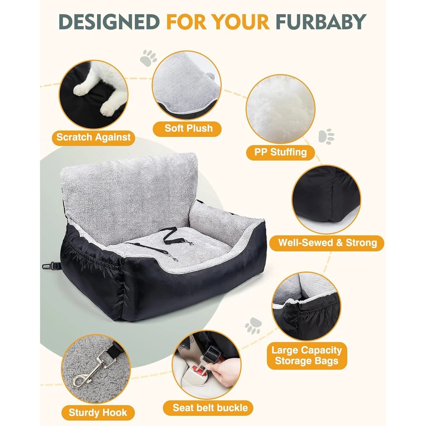 Dog Car Seat for Small Dogs by NoEnName Fully Detachable and Washable Pet Booster Seat