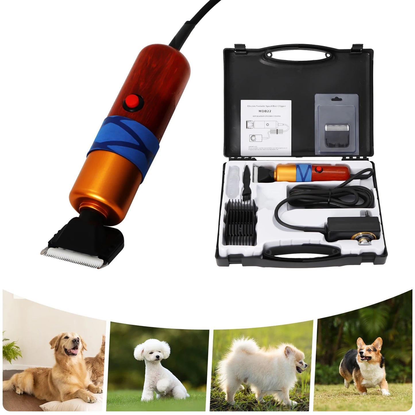 Low Noise Professional Pet Hair Clipper for Dogs and Cats