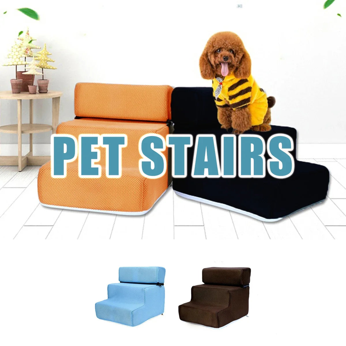 Non-Slip Dog Ramp Cover Washable Zippered Mesh Fabric Stairs