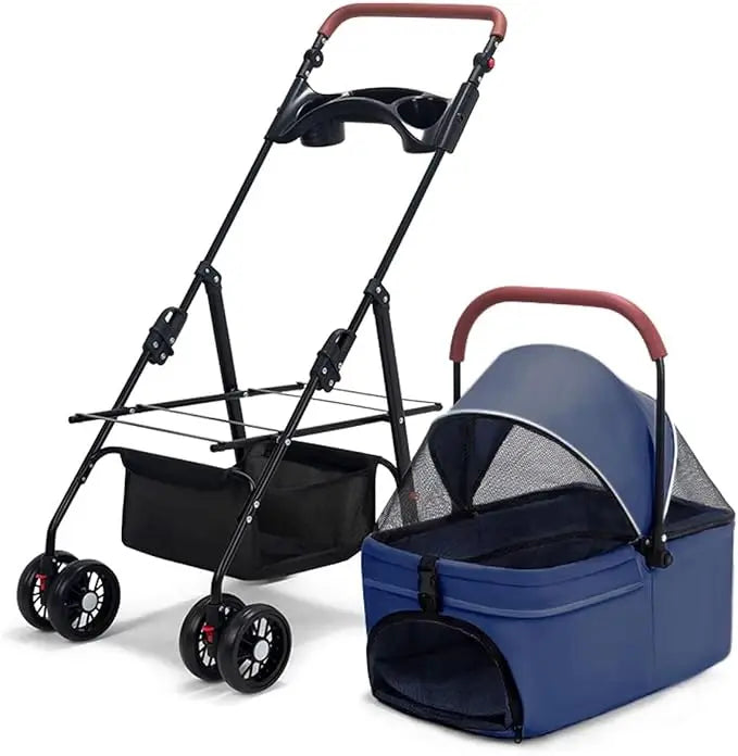 Folding Pet Stroller with Detachable Carrier for Dog Travel by NoEnName