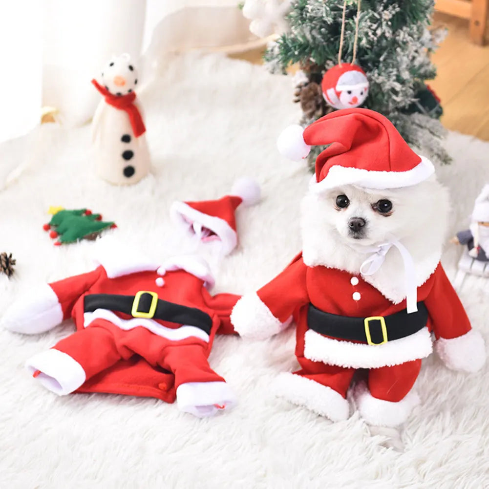 Santa Claus Costume for Dogs and Cats Holiday Pet Outfit