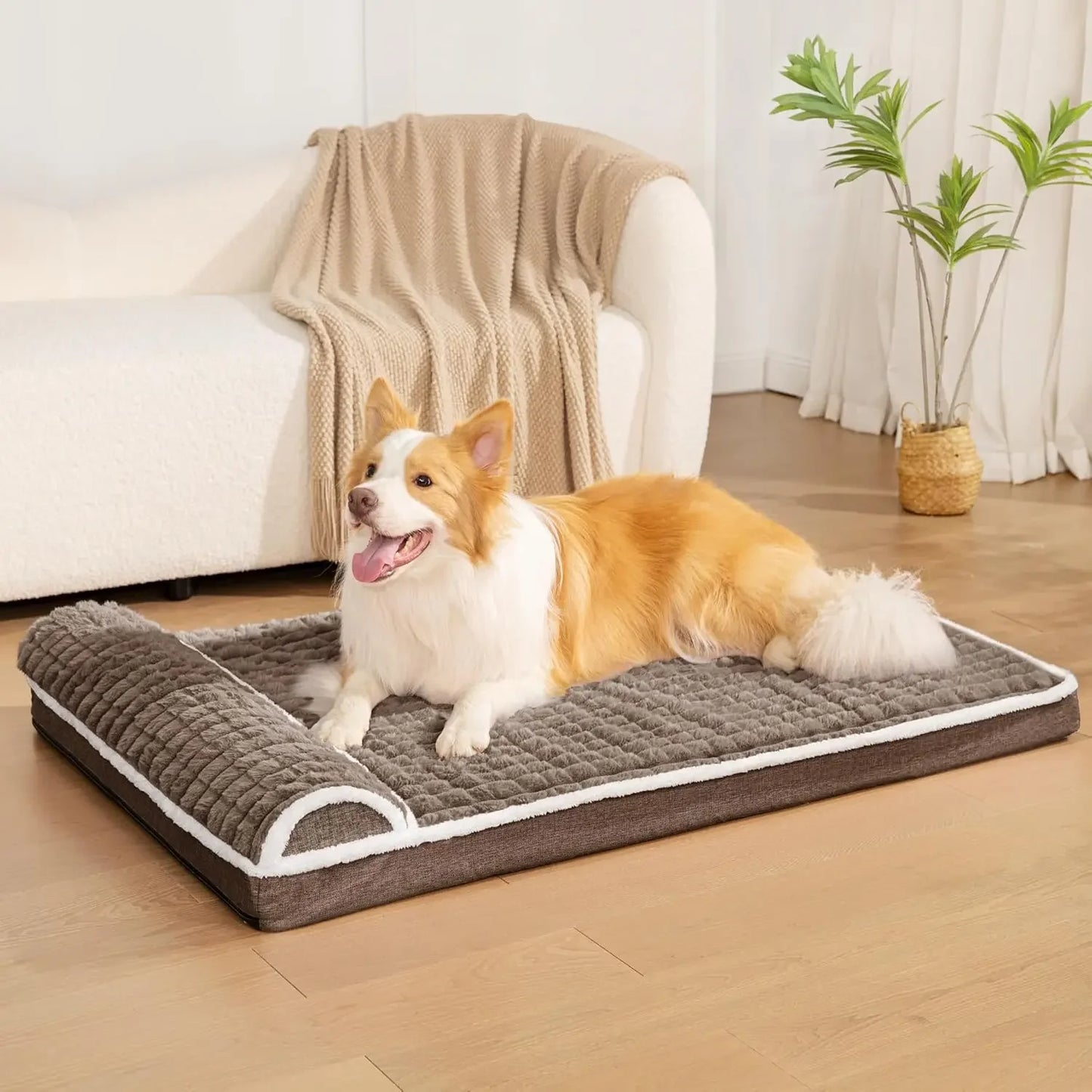 Orthopedic Dog Bed With Pillow Waterproof Egg Crate Foam