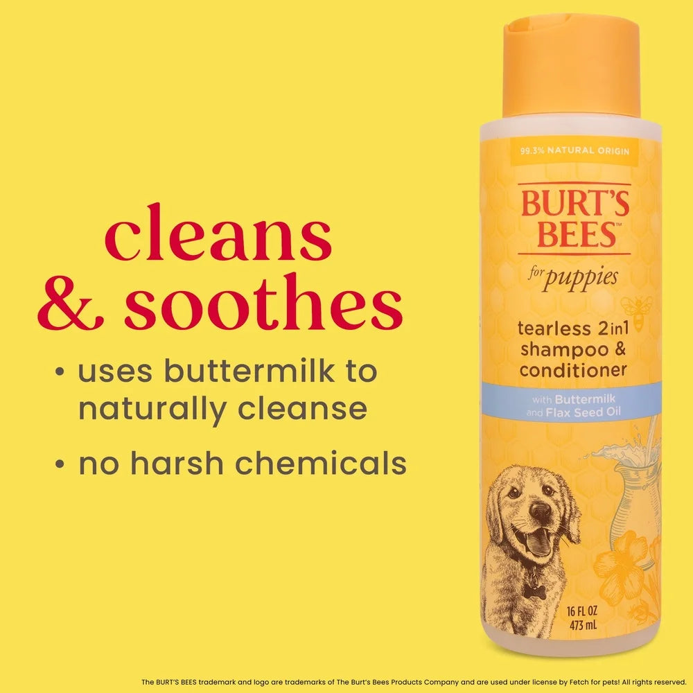 XMSJ Natural Tearless 2-in-1 Dog Shampoo And Conditioner For Puppies With Buttermilk And Linseed Oil