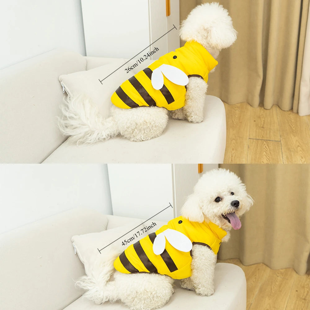 Dog Clothes Cat Clothes Bee Design Four Seasons Warm Waterproof Pet Jacket