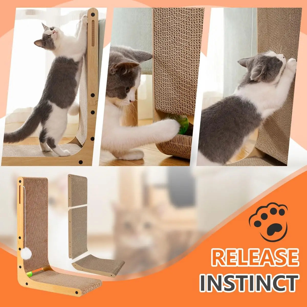 L Shape Cat Scratcher 23.6 Inch Cardboard Scratch Pad for Cats