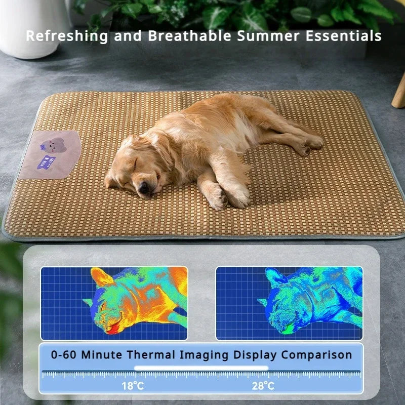 Cool Rattan Mat For Dogs And Cats Breathable Bed For Spring And Summer