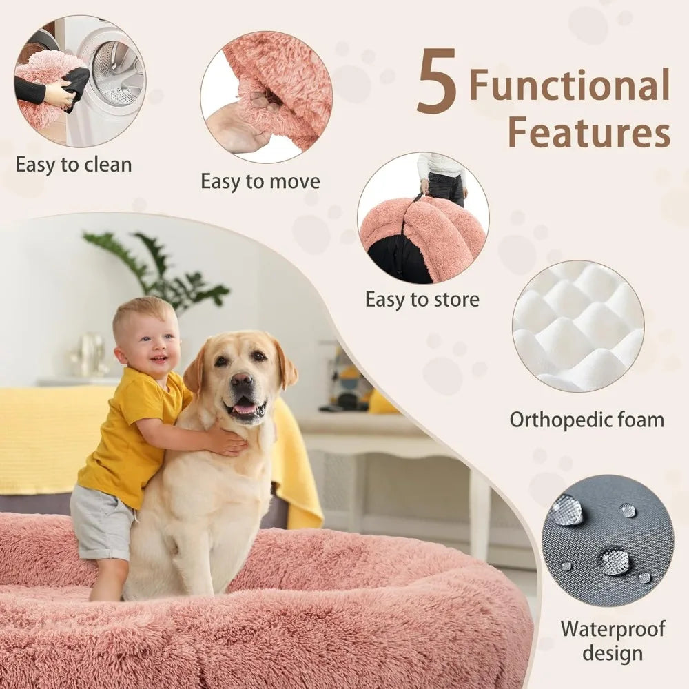XMSJ Memory Foam Dog Bed With Plush Pillow And Blanket