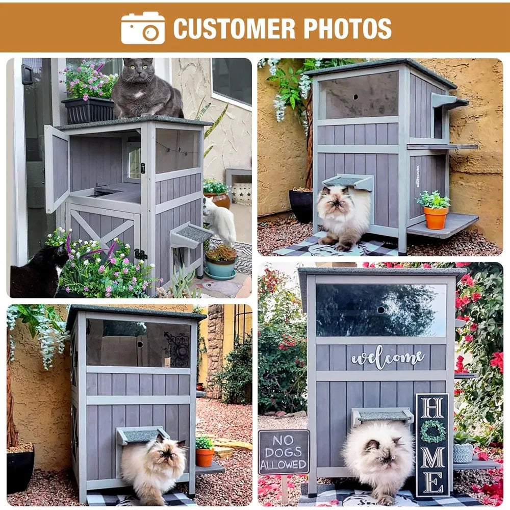 Cat House Feral Kitty Shelter Indoor Waterproof Roof