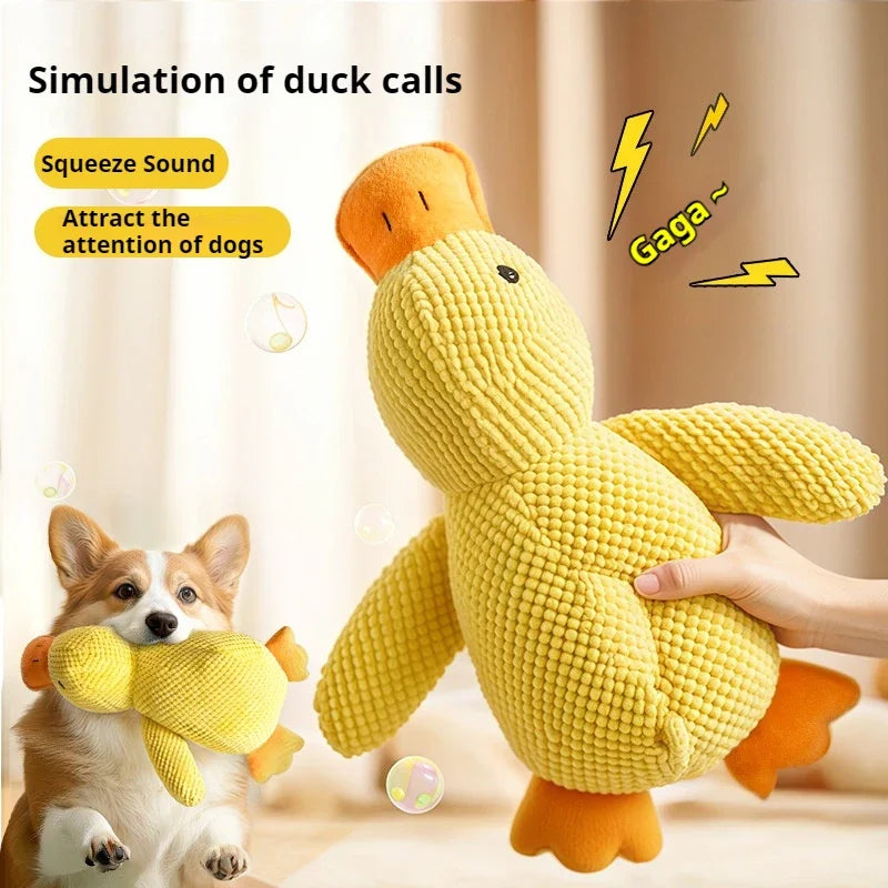 Plush Duck Dog Toy for Teeth Grinding Sound Relief and Fun