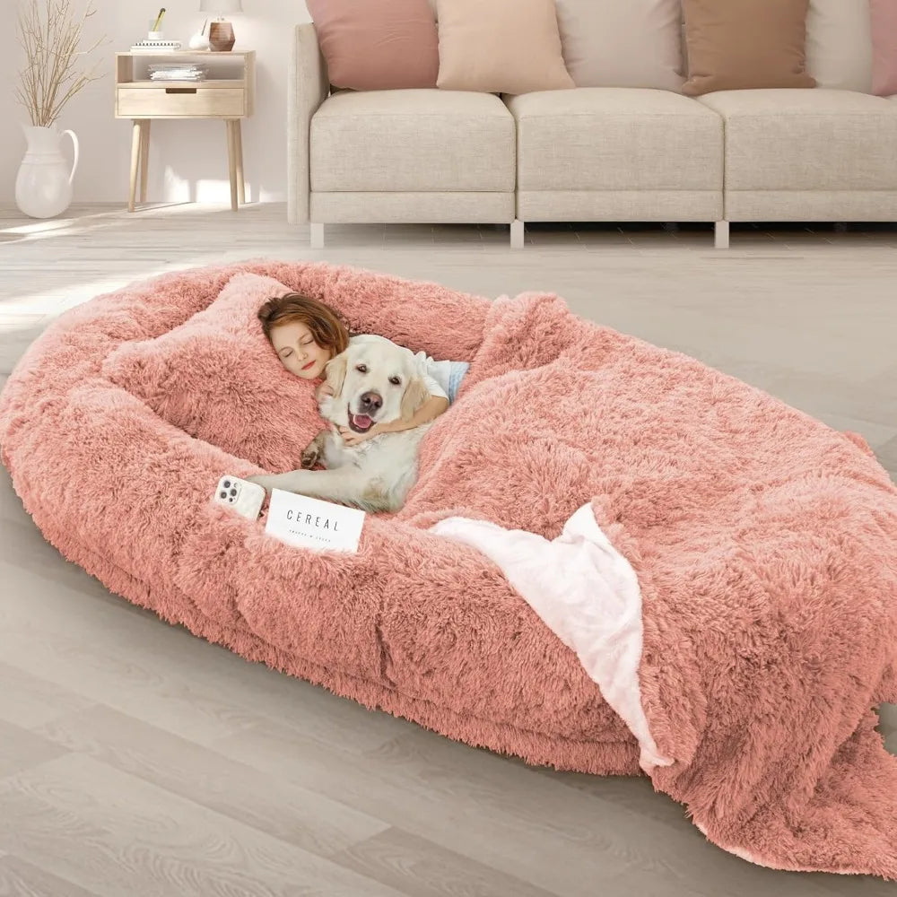 XMSJ Memory Foam Dog Bed With Plush Pillow And Blanket