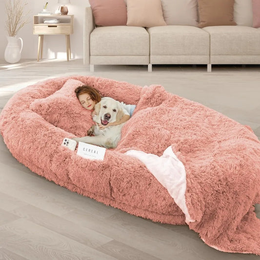 XMSJ Memory Foam Dog Bed With Plush Pillow And Blanket